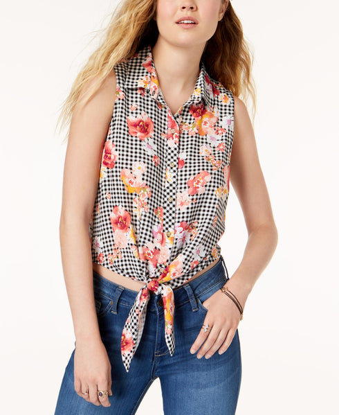 Juniors' Tie-Front Blouse